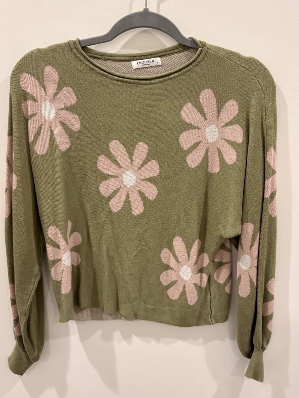 Ekouaer Olive Green Daisy Knit Set
